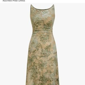 Cider Olive Floral Midi Dress